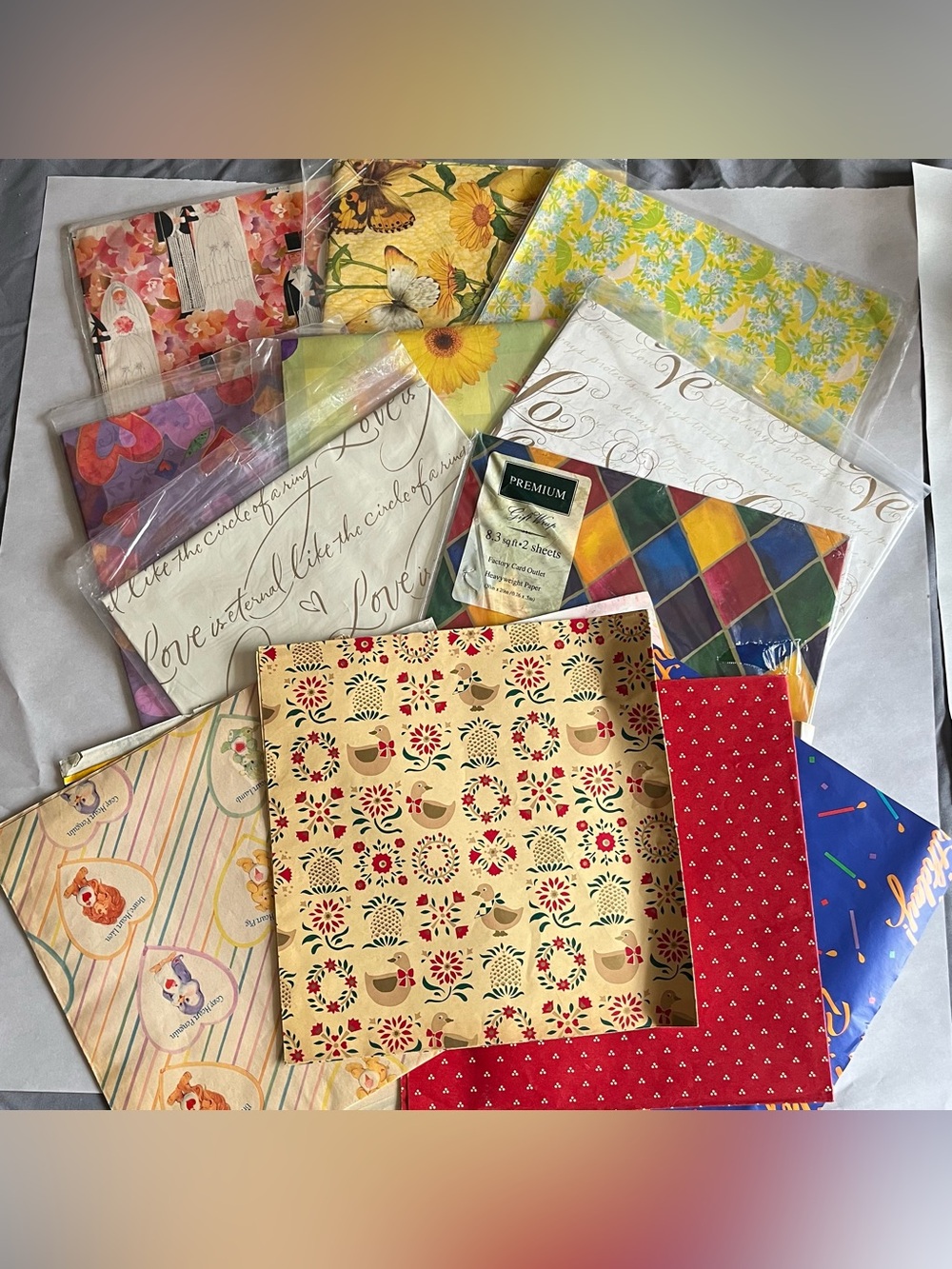 Vintage Wrapping Paper - Bundle Lot of 8 New and Remnants